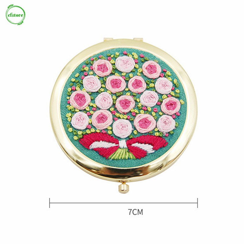 Bộ Dụng Cụ Thêu Tranh Chữ Thập Thủ Công Hình Gương Tròn