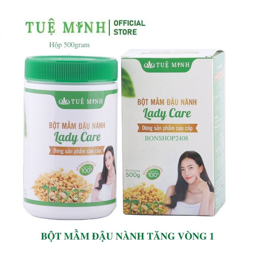 [FREE SHIP]Bột mầm đậu nành nguyên xơ Tuệ Minh, mầm đậu nành tăng vòng 1 hộp 500gr giúp làm đẹp tự nhiên