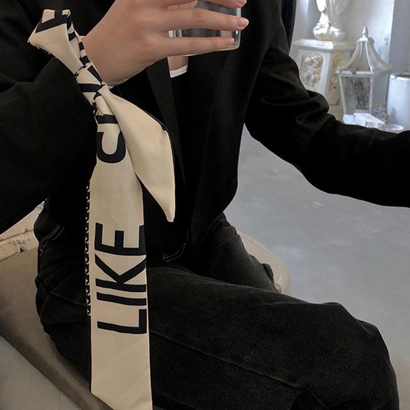 Khăn choàng cổ kiêm dây buộc tóc lụa thắt nơ dễ phối đồ thời trang xuân thu