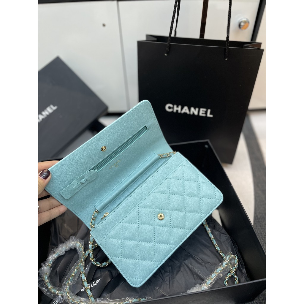 Túi Woc da hạt nhũ màu xanh size 20cm full box