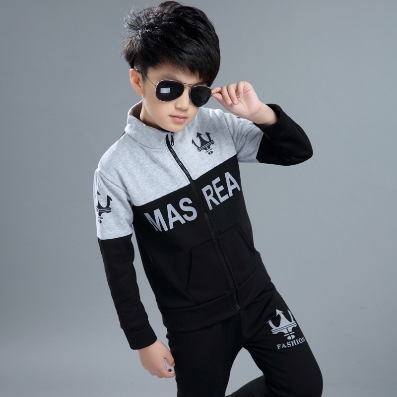 Bộ áo khoác + quần dài phong cách thể thao cho bé trai 4-12 tuổi