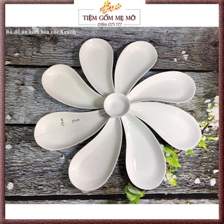 Bộ đĩa bày decor trang trí đồ ăn gốm sứ Bát Tràng men trắng hình hoa cúc