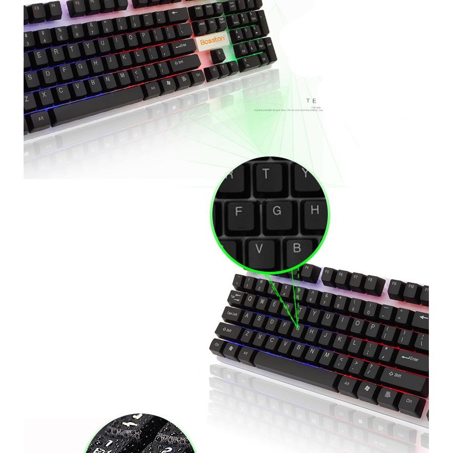 Bộ Bàn Phím Kèm Chuột Bosston 8310 Giả Cơ Hỗ Trợ Đèn Led Siêu Phẩm Dành Cho Game Thủ