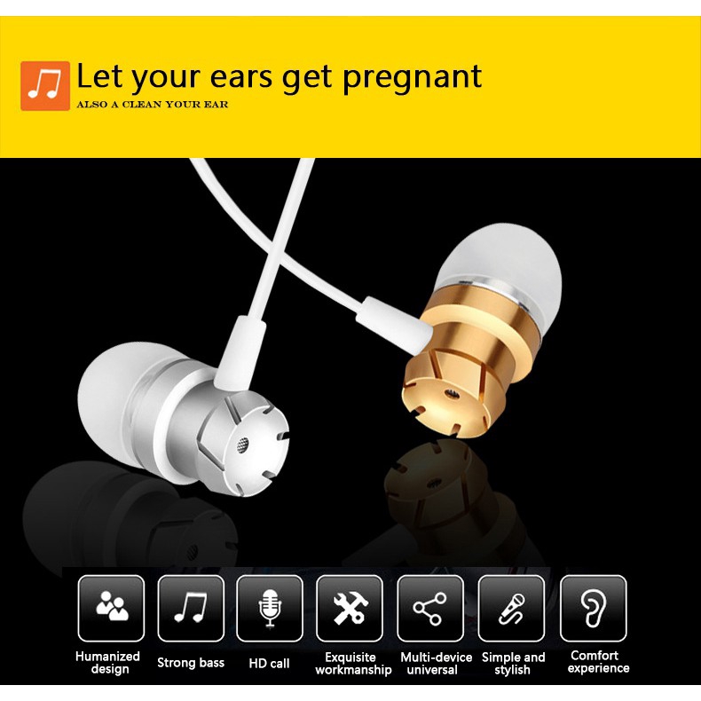 Tai Nghe Nhét Tai Bằng Kim Loại HD Chống Ồn Kèm Mic Mp3 HIFI