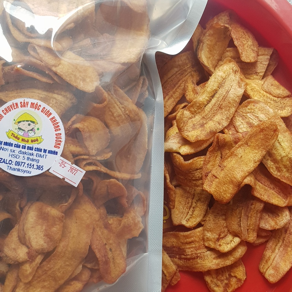 Chuối sấy mộc nguyên chất ăn kiêng không đường khô giòn, trái cây sấy không chất bảo quản