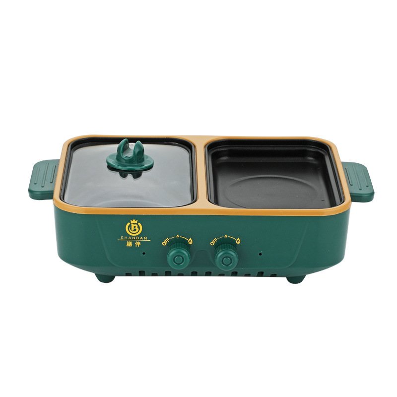 Bếp lẩu nướng 2 ngăn Hàn Quốc, Nồi lẩu 2 in 1 siêu chống dính đa năng - Bếp điện đa năng SHANBAN