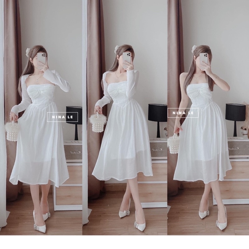 [ 𝐅𝐑𝐄𝐄 𝐒𝐇𝐈𝐏 ]SÉT VÁY NƠ NGỤC MIX KHOÁC LEN SIÊU HÓT VÁY TƠ NHŨ QC CHUẨN ĐẸP LÓT TRONG KHÔNG LỘ