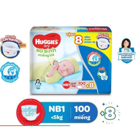 Miếng lót Sơ Sinh Huggies Newborn 1_100 miếng/Newborn 2_60 miếng