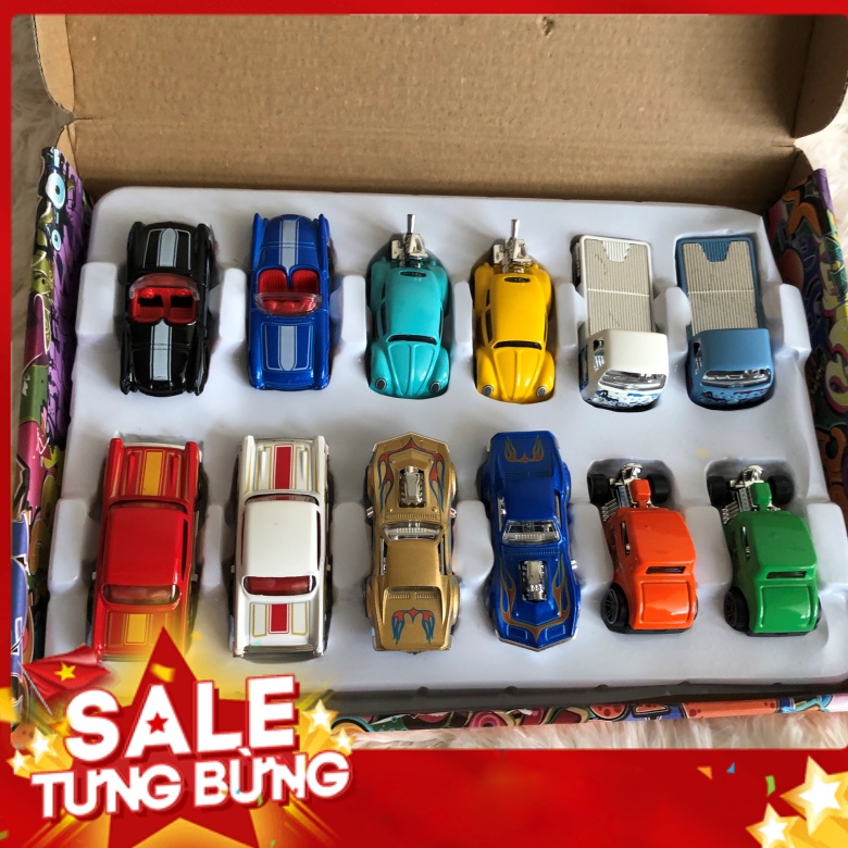 Hộp đồ chơi mô hình các loại xe bằng sắt 12 chiếc 1:60 - Xe Mô Hình bằng sắt 12 chiếc siêu đẹp