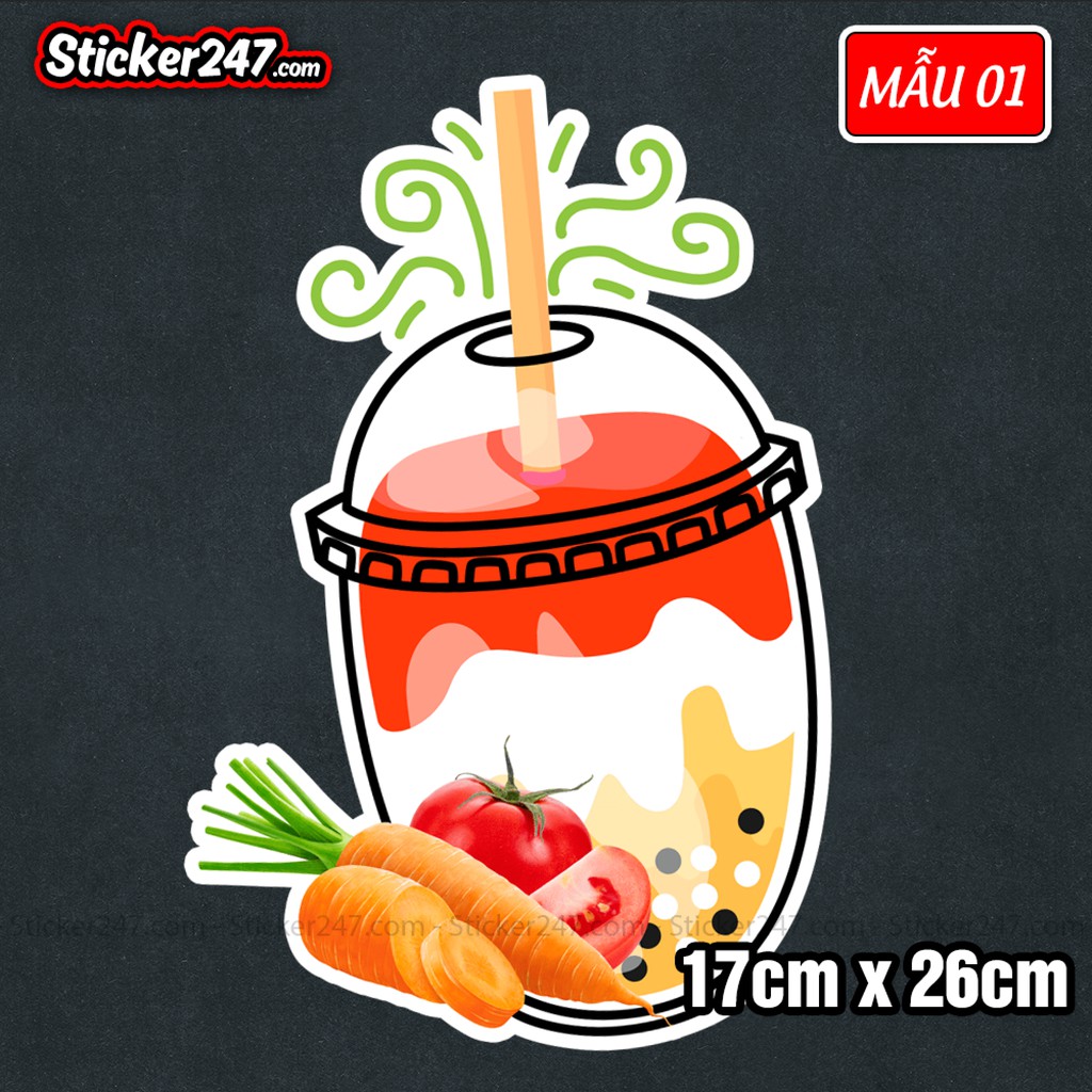 Sticker hình dán trà sữa trân châu, sinh tố, nước ép 𝑭𝒓𝒆𝒆𝒔𝒉𝒊𝒑 trang trí quán cà phê, trà sữa, quán ăn, dán tường, quầy