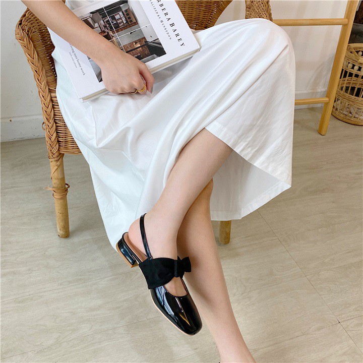 SANDAL MŨI TRÒN ĐẾ CAO THẮT NƠ CỰC XINH - B6