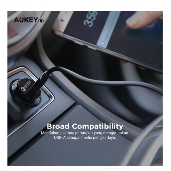 Củ sạc nhanh Aukey cổng USB 18W QC 3.0 cho xe hơi