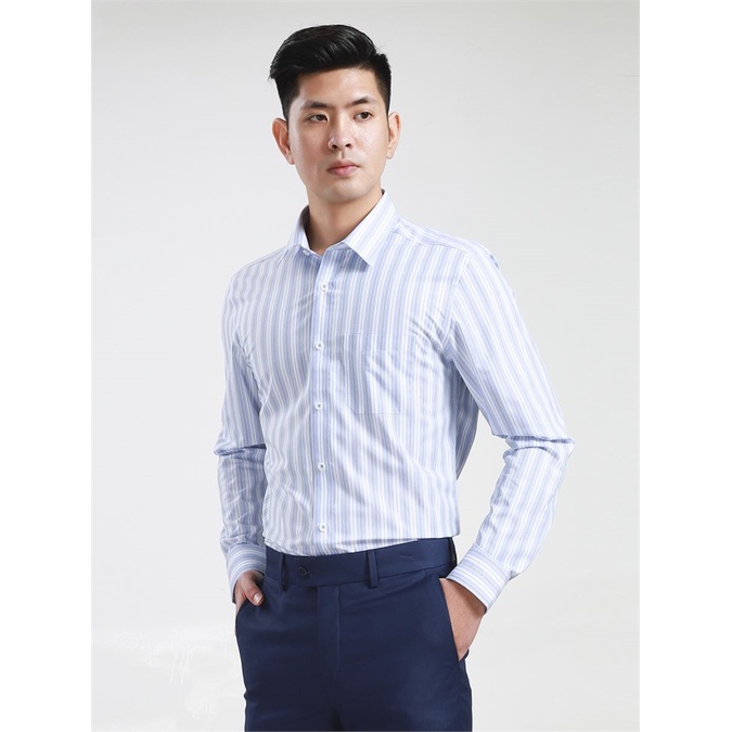 Áo sơ mi dài tay nam Aristino sợi sồi thoáng mát-tà lượn-regular ALS01008