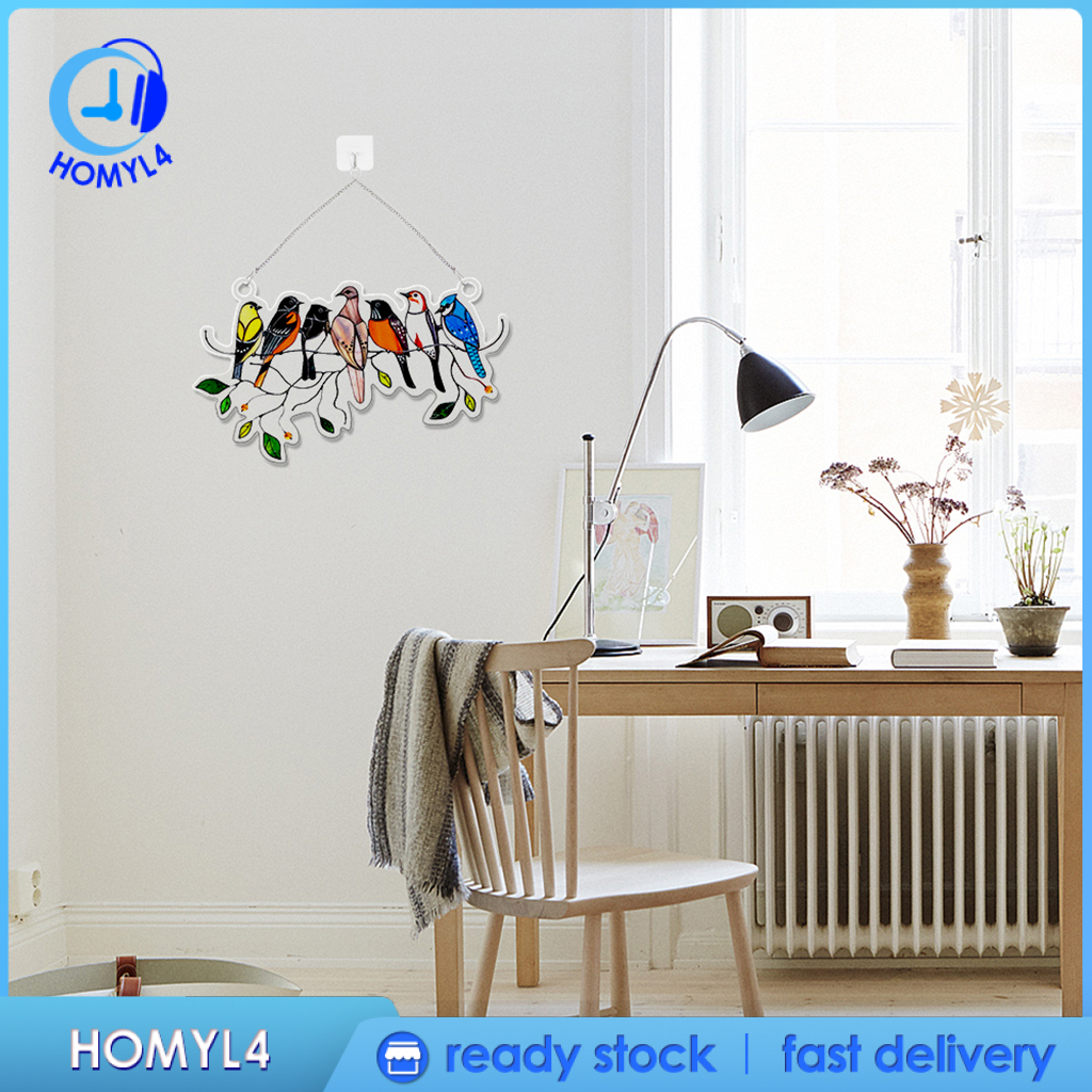 [CAMILA]Stained Glass Birds Window Panel Hanging Suncatcher