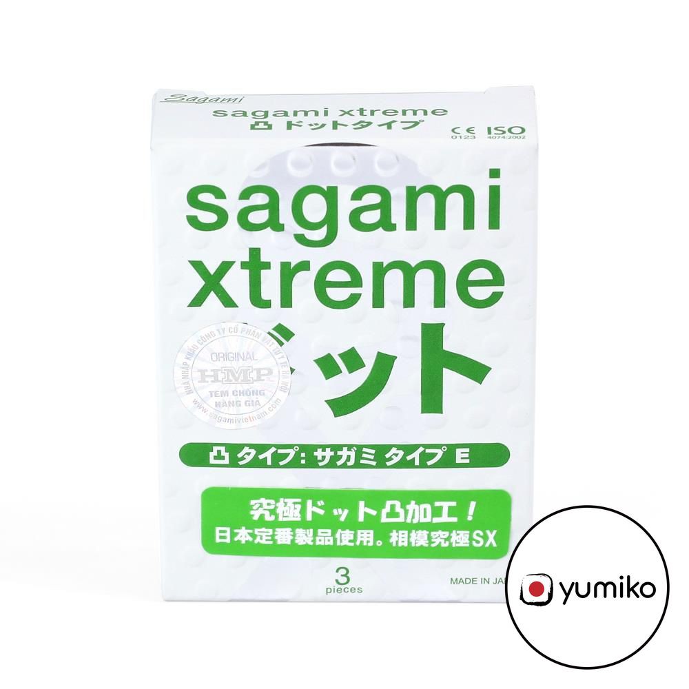 Hộp 3c Bao cao su Gai Bi SAGAMI XTREME WHITE - Xuất Xứ Nhật Bản