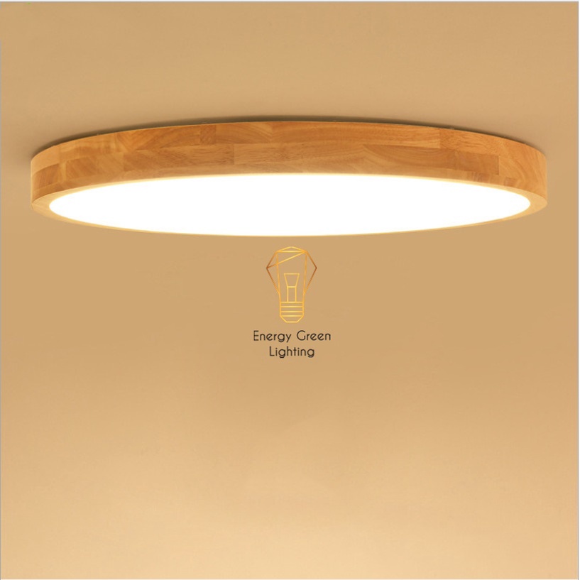 Đèn LED Ốp Trần Gỗ Energy Green Lighting OT-3027 - Đường Kính 30cm - Phong Cách Hiện Đại - 3 Chế Độ Ánh Sáng