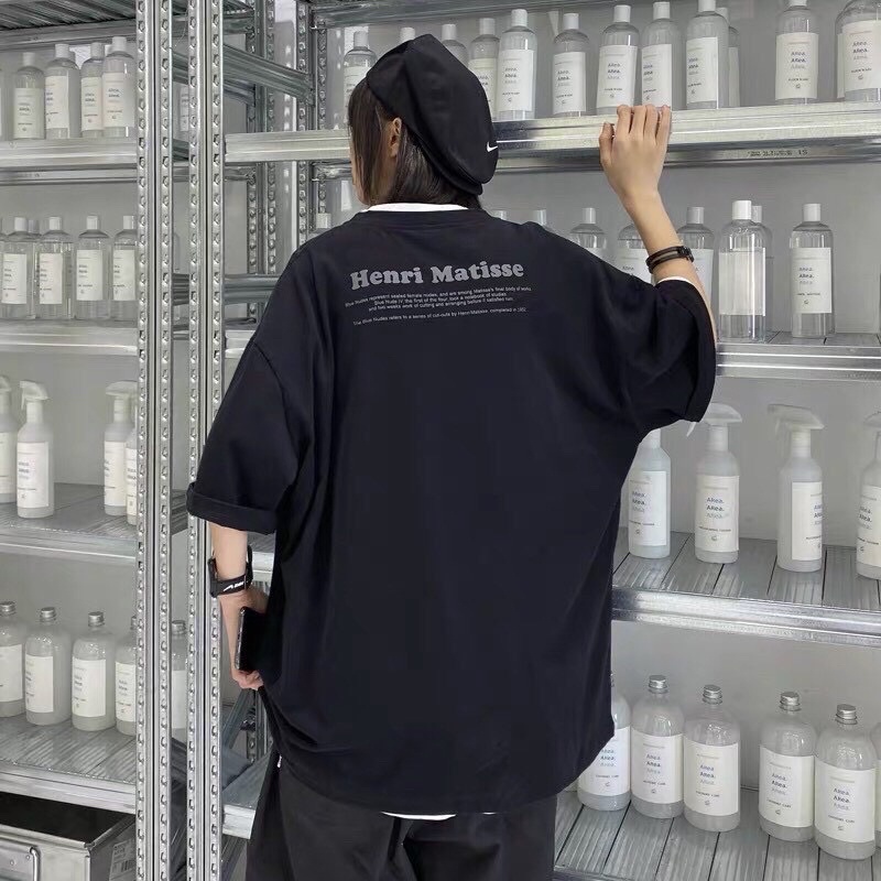 Áo Thun Tay Lỡ Unisex HENRI màu ĐEN/TRẮNG ❤️ FREESHIP ❤️ Áo phông Nam Nữ form Rộng