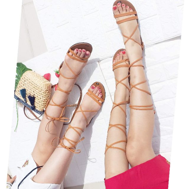 Giày Sandal Cột Dây Tua Rua