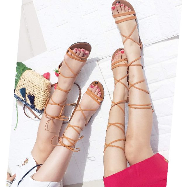 Giày Sandal Cột Dây Tua Rua