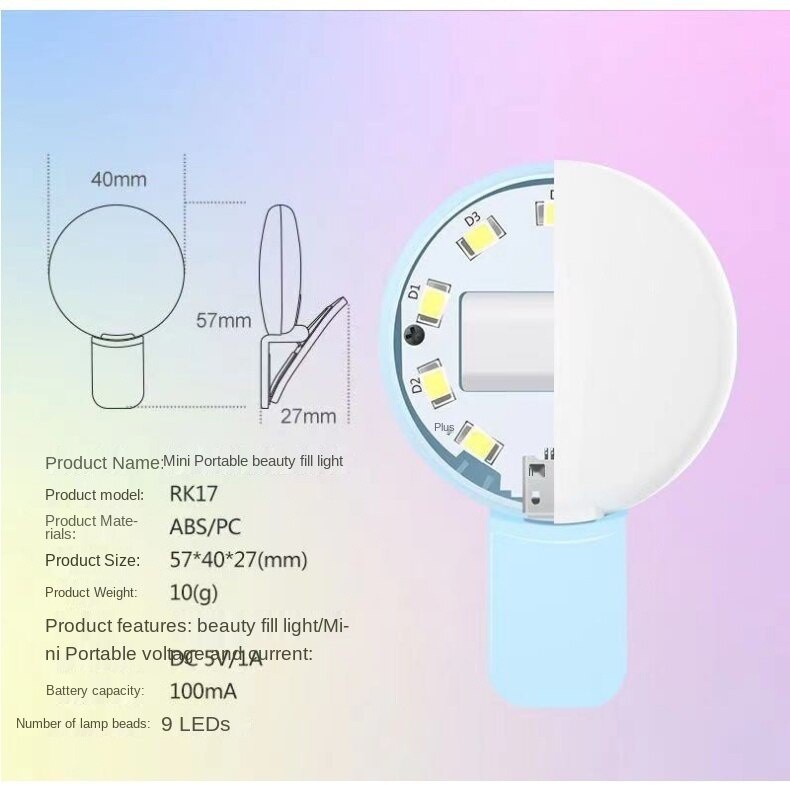 Vòng đèn LED mini hỗ trợ chụp ảnh selfie RK17 cho điện thoại thông minh