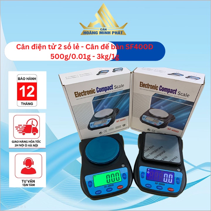 Cân tiểu ly để bàn 500g x 0.01g - 3kg x 0.1g SF-400D,chính xác tới 1% gram