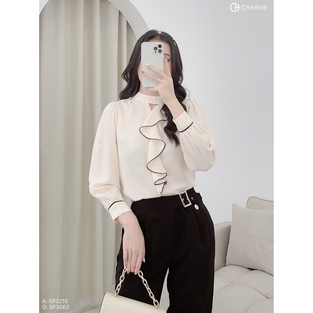 [CHARME STORE] Áo sơ mi bèo ngực - Màu be - Size L