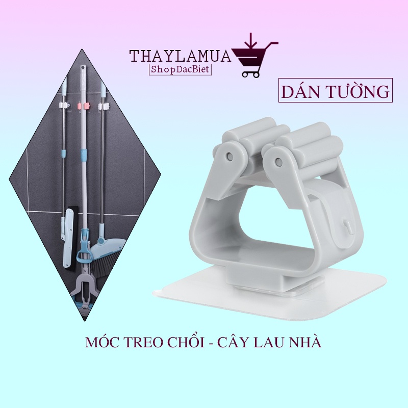 Móc treo chổi - Móc dán tường kẹp giữ cây chổi lau nhà thông minh