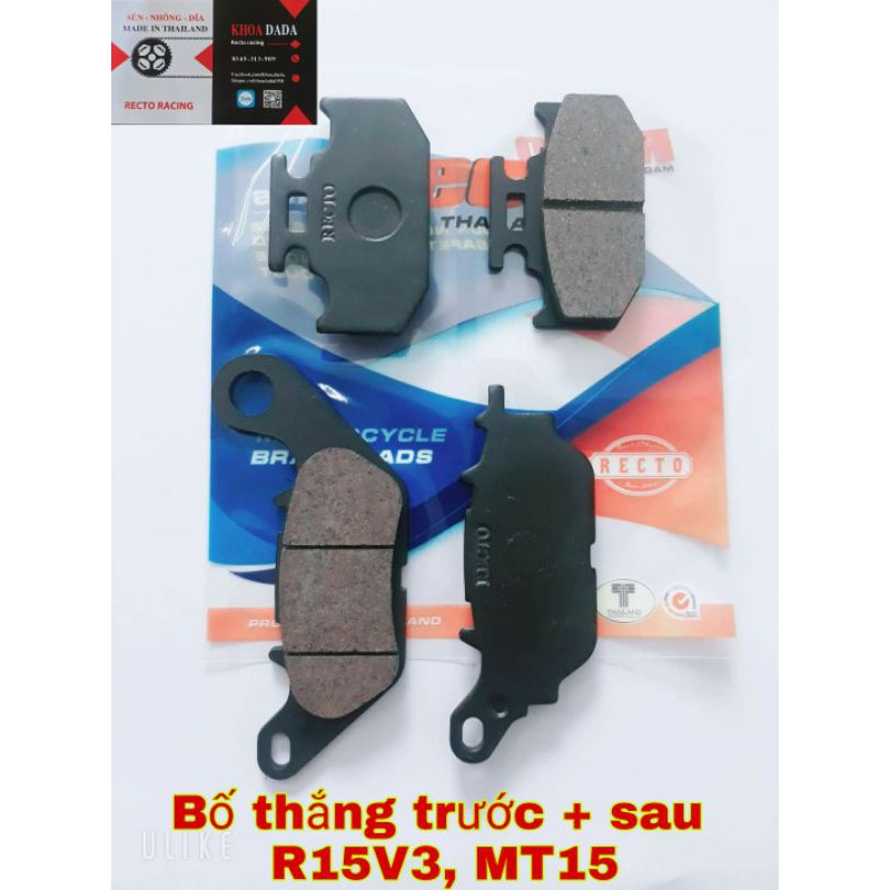 Bố thắng đĩa trước + sau xe R15V3/MT15, RECTO.thái lan