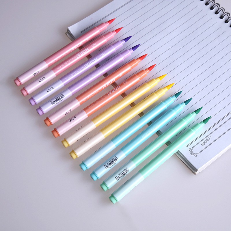 Bút Highlight Brush 6 màu pastel Nora dùng để đánh dấu, làm sổ Bullet Journal BMBooks