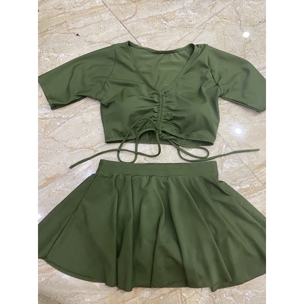 Đồ bơi nữ áo rút dây sành điệu VÁY XOÈ kín đáo- shopnabi TNVX_AORUTDAYVAYXOE