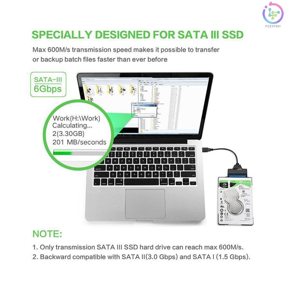 USB 3.0 to SATA III Hard Drive Adapter Cable with Led Light Computer Hard Driver Connection Cable for 2.5in SSD & HDD