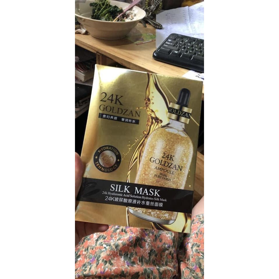 HỘP 10 MIẾNG MẶT NẠ VÀNG 24K GOLDZAN CHỐNG LÃO HÓA