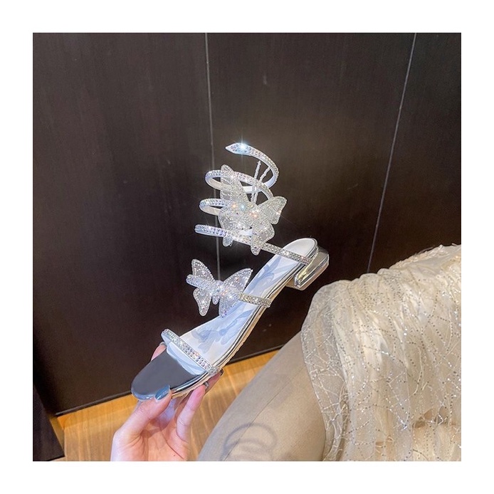 Giày Sandal Nữ Đế Thấp Đính Đá Lấp Lánh - G008