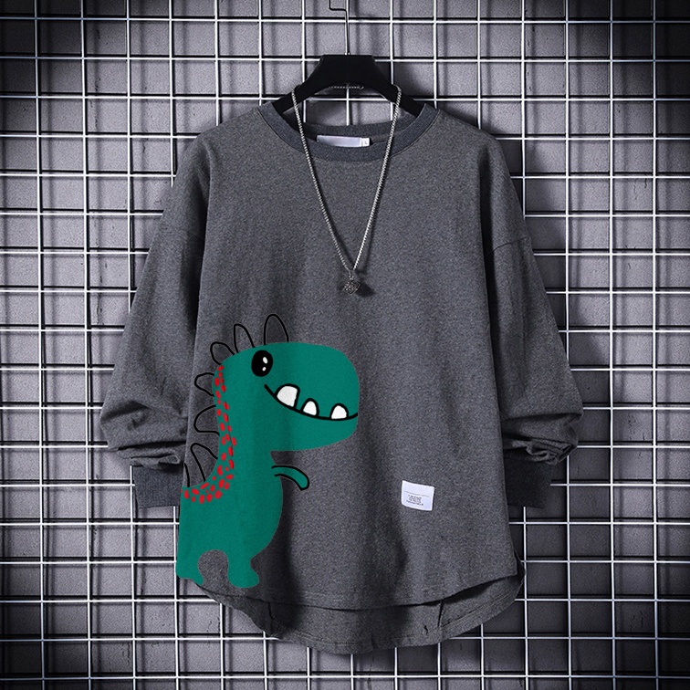 Áo Thun Nam Dài Tay Cổ Tròn In Họa Tiết Khủng Long Phong Cách Trẻ Trung Thời Trang Zenko TOP NAM 1000125 | BigBuy360 - bigbuy360.vn