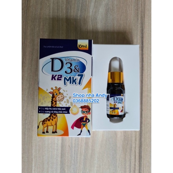 VITAMIN D3 &amp; K2 MK7 hỗ trợ trẻ em biếng ăn, còi xương, chậm mọc răng - chai 10ml