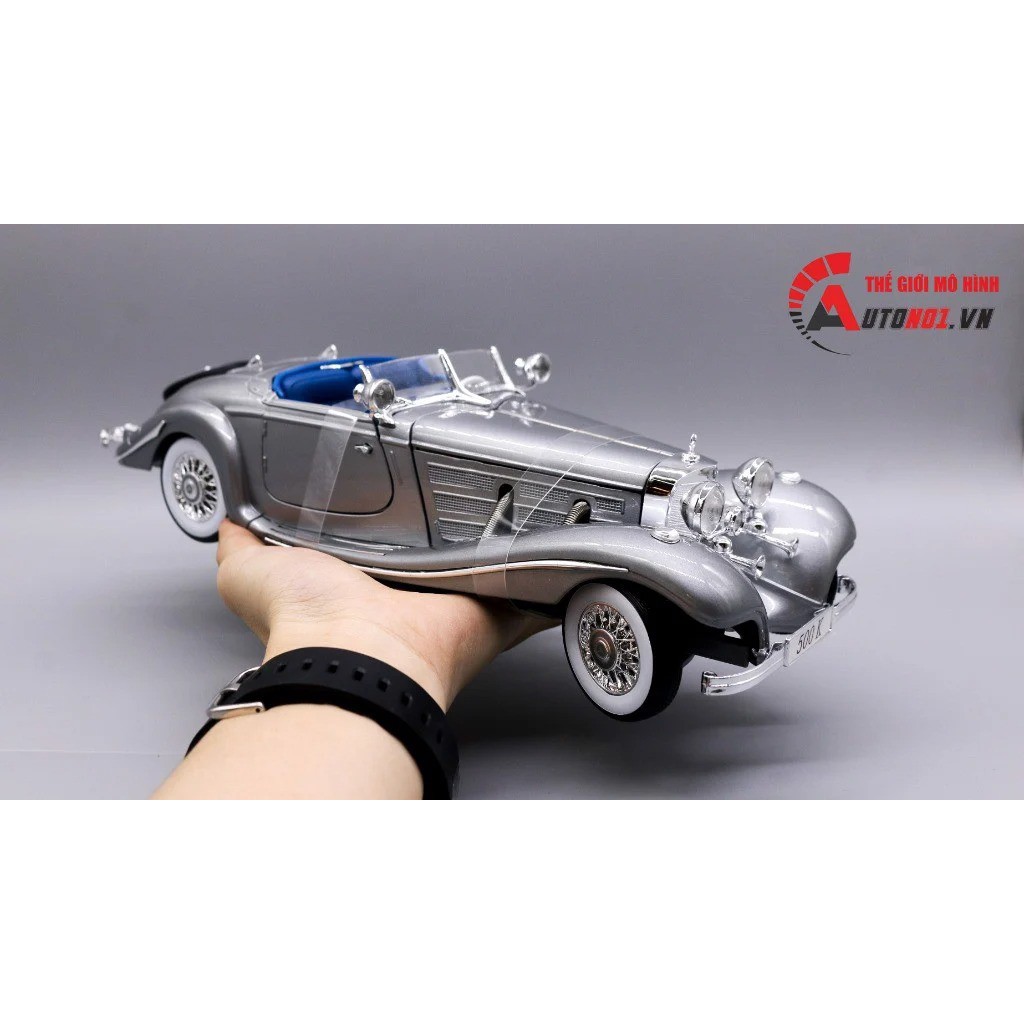 MÔ HÌNH XE MERCEDES BENZ 500K TYP SPECIAL ROADSTER 1936 GREY 1:18 MAISTO 3996