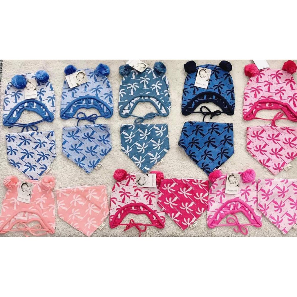 Set mũ yếm len cây dừa Mommababy