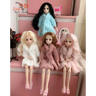 Búp bê 36cm - Mẫu váy mùa đông, tặng : Giày + Hoa tai + Túi