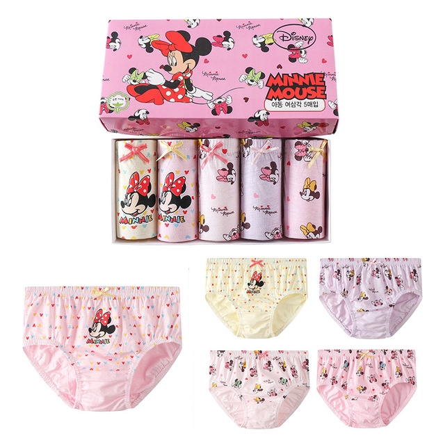 Set 5 Quần Lót Cotton Họa Tiết Hoạt Hình Dễ Thương Cho Bé Gái 1-14 Tuổi