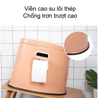 Bô Vệ Sinh Cho Người Già/Người Bệnh/Phụ Nữ Mang Thai - Bồn Cầu Di Động Bằng Nhựa Cao Cấp Có Viền Cao Su