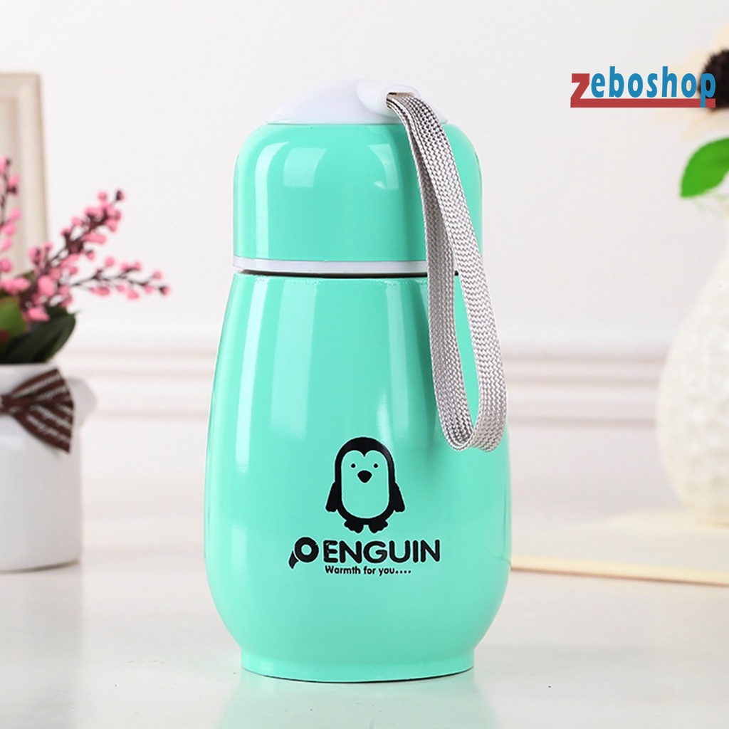 Bình Nước Giữ Nhiệt 180ml Bằng Thép Không Gỉ Hình Chim Cánh Cụt