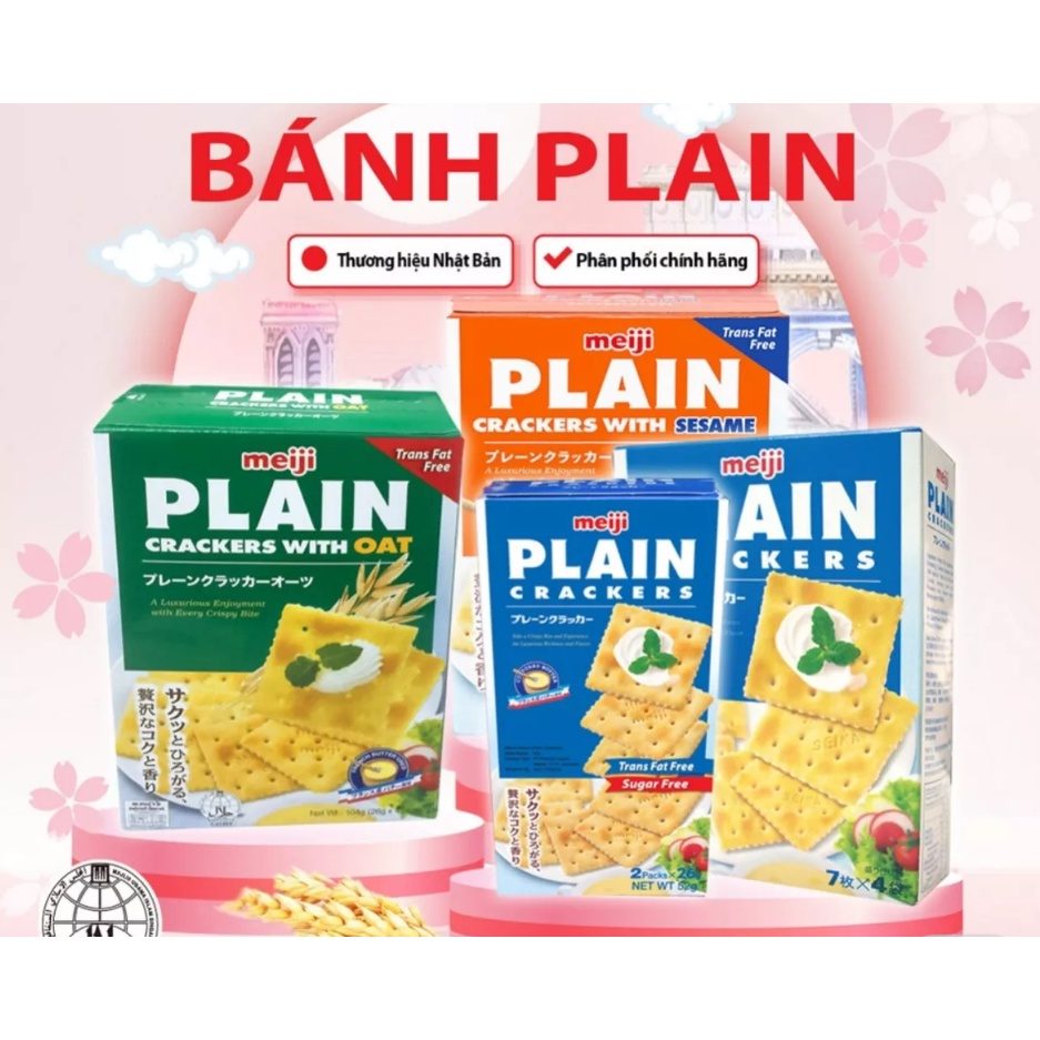 Bánh Quy Giòn PLAIN CHO NGƯỜI ĂN KIÊNG, TIỂU ĐƯỜNG MEIJI  - Hộp 104g
