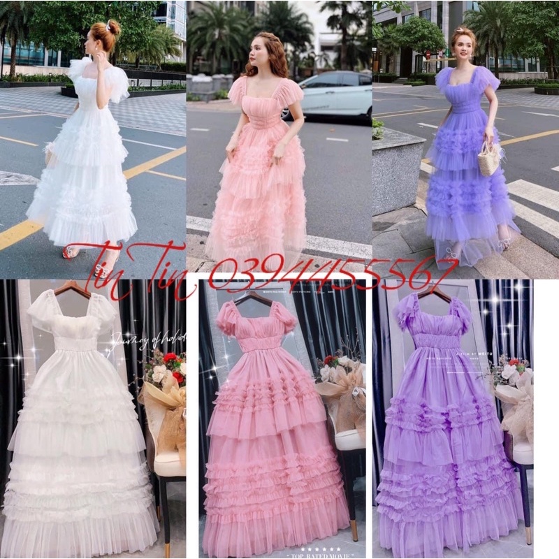 Đầm maxi sống ảo lưới tầng cánh tiên đẹp xuất sắc kèm ảnh thật bà video
