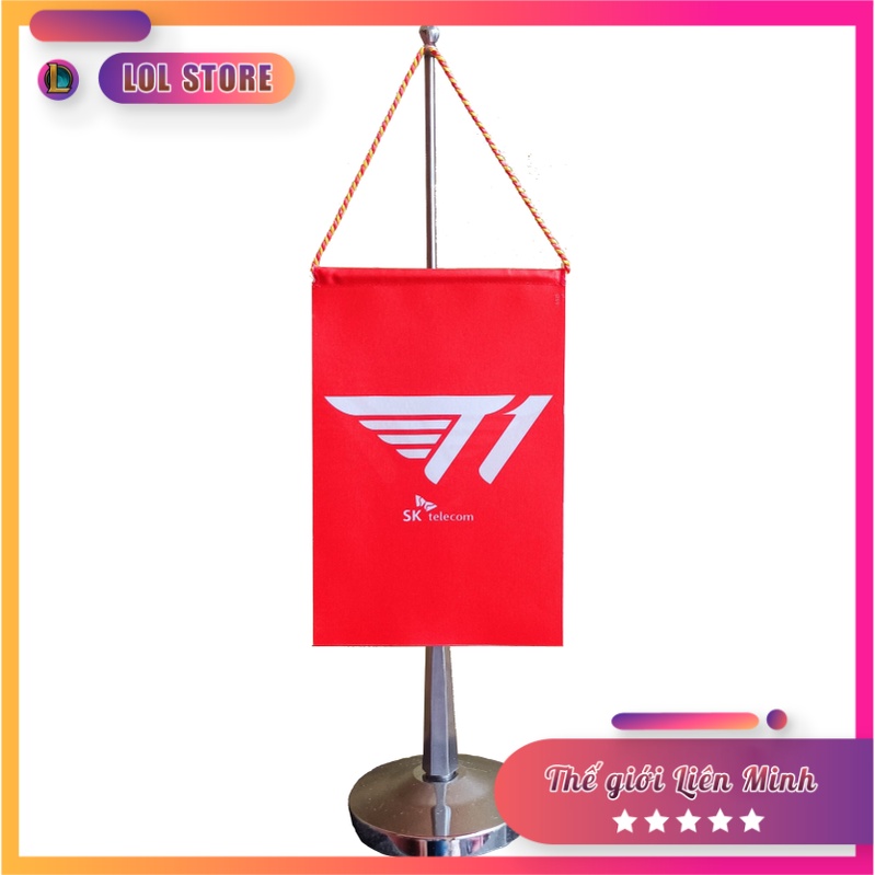 CỜ ĐỂ BÀN DECOR CÁC TEAM LOL T1, DK, IG, FPX, TES, ... ĐẾ INOX CAO CẤP