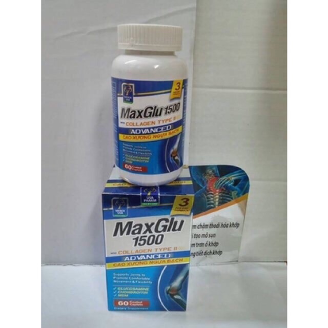 MaxGlu 1500 hỗ trợ xương khớp (hộp 60 viên)