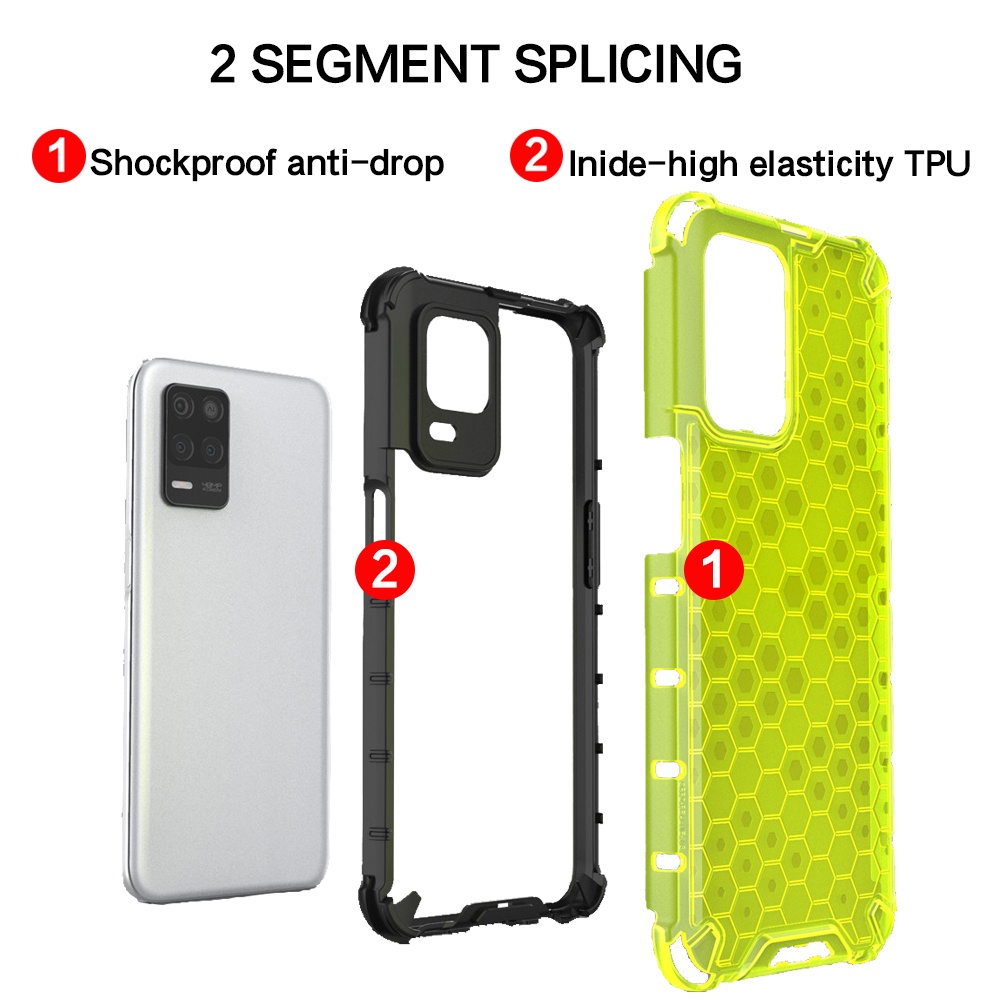 Ốp Điện Thoại Nhựa Cứng Trong Suốt Chống Sốc Họa Tiết Tổ Ong Cho Realme 7 6 5 Pro 7i 6i 6S 5s