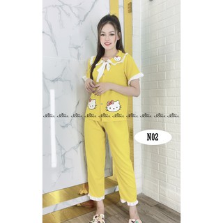 Đồ ngủ nữ hàng đẹp quần dài vải lụa mềm mặc mát lạnh N02 - 1997Closet