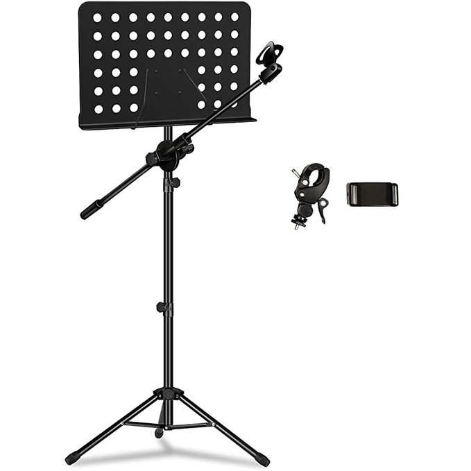 Giá để sách nhạc D2 - Kèm kẹp mic, kẹp điện thoại - Chân giá đỡ bản nhạc tích hợp chân đứng phòng thu gắn micro karaoke