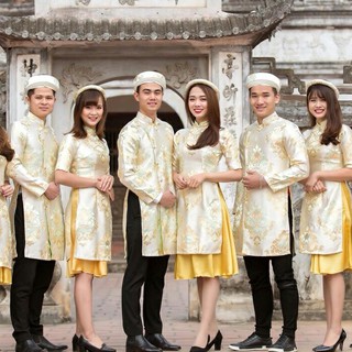 Áo dài cách tân nam, Áo dài nam gấm đẹp họa tiết cực đẹp