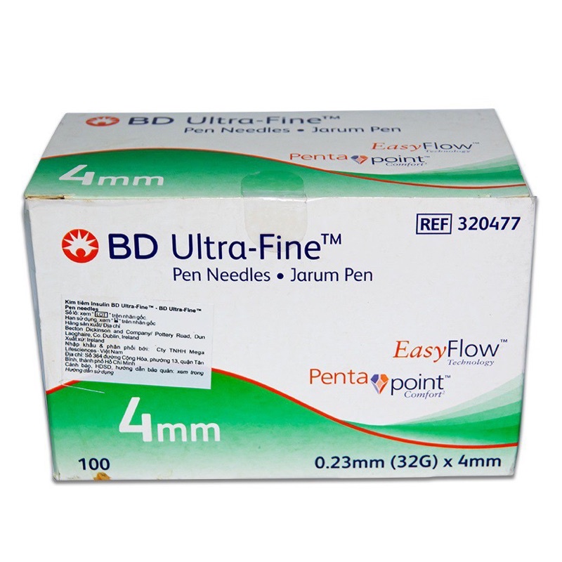 KIM BD ULTRA - FINE (PEN NEEDLES) HỘP 100 ĐẦU KIM - Đầu kim tiêm bánh ú sử dụng cho bút chích Insulin đái tháo đường